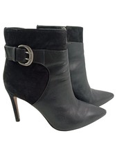 BUFFALO LONDON Stiefelette Damen 37 Schwarz Leder Elegant Stiletto Absatz 10cm