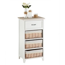 Kommode PROVENCE Sideboard Schrank für Flur weiß mit 3 Körben Landhaus Shabby