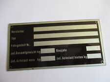 Oldtimer schild Typenschild Kitcar Bausatz Eigenbau neutral s51 S56 49 Buggy