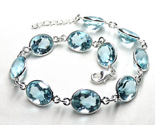 ?Armband 925 Silber 18,5 - 20,5 cm filigran gefasster ca 10 x 8 mm Blautopas?