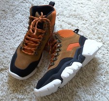 Marc O'Polo Stiefeletten Chunky Boots Gr. 37 / 4 Leder Schwarz Braun Cognac NEU