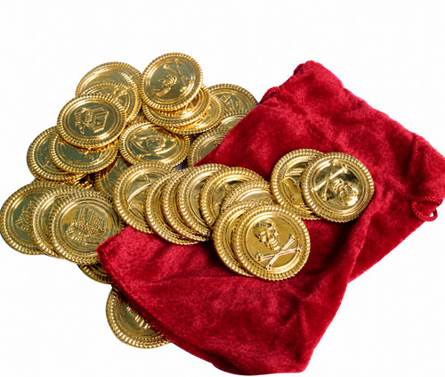 Goldmünzen mit säckchen - mit,