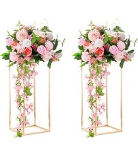 Warmiehomy Gold Vase Wedding Centrepieces for Tables 2 Pcs Geometric Vases 100cm