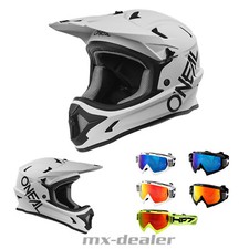 O'Neal Sonus Solid V.25 Hellgrau Fahrrad Helm + HP7 Brille MTB BMX Downhill Bike
