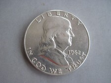 1/2 Half Dollar 50 Cents USA, 1962 D Benjamin Franklin 1948-1963 Silber 900er 