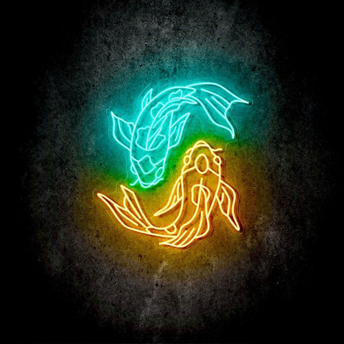 Koi fische led schild neon - fische,