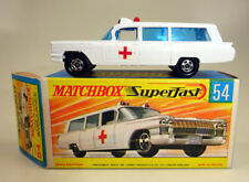Matchbox Superfast Nr. 54A Cadillac Ambulance großer Aufkleber perfekt in Box