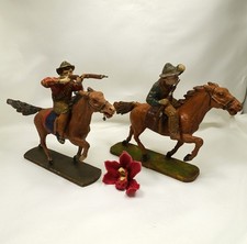 Wildwest Konvolut 4 Masse Figuren 11,0 cm Pferde um 1920 Elastolin ? /ev 715(47)