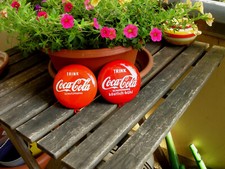 2 x altes Email-Türschild Trink Coca-Cola Schutzmarke 3,5 Zoll/Inch Kult rar !