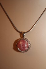 QVC Rhodochrosit-Silber-Anhänger mit Schlangenkette 45 cm Silber 925 wie neu