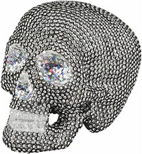 Totenkopf Glitzersteinen Schwarz 19 x 15 cm Halloween Dekoration Mottoparty