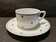 Moschendorf 1 Kaffee oder Tee Gedeck Cappuccino blaue Sterne blauer Rand