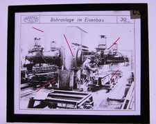 Raboma Bohranlage   Bohren Antikes historisches großes Glasbild