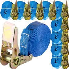 10x Spanngurt einteilig 6m lang 25mm breit 800 Kg daN Blau Zurrgurte Spanngurte