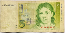 5 Mark Banknoten BRD 01.08.1991 Papiergeld Geldschein echt gelaufen 