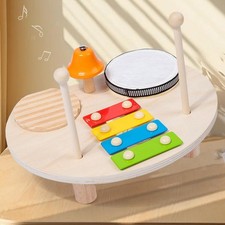 Kindertrommel-Set aus Holz, Xylophon, Kindermusik-Trommeltisch für Kinder,