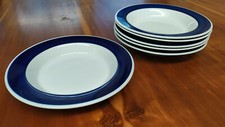 Mitropa DDR Geschirr Porzellan Kahla Andante 6 Stück Tiefe Teller kobaltblau 