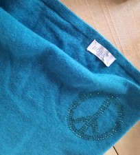 Rosa von Schmaus Schal Stola Kaschmir Smaragdgrün Swarovski Peace 2,10 x 0,55m!!
