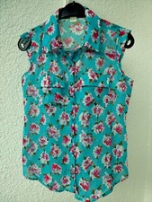 Koffer-Bluse, Gr. S, grün, m. Kragen, ämellos, "Love Notes" leicht transparent