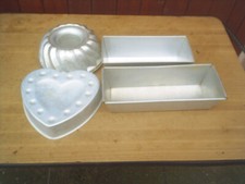 4x DDR Backform  Kastenform  Backen Kuchenform ALU Gugelhupf Herz