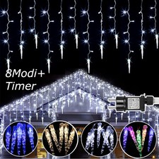 LED Lichterkette Eiszapfen Weihnachtsbeleuchtung Außen Eisregen Beleuchtung Deko