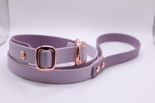 Retrieverleine Biothane 1,10m Pastelllila Mauve unterlegt Roségold 19/25mm