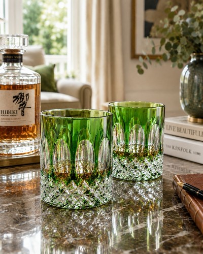 Kristall whiskygläser grün - 2,