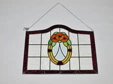 Bleiverglasung MEDAILLON Jugendstil 65x49cm, Glasbild Kirchenfenster Bleiglas