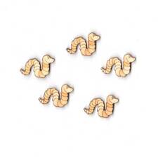 Wurm Raupe Gartendeko Angler Holzwurm 2,5cm 5 Stück Deko Scrapbooking K 12