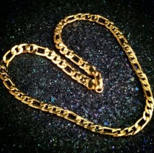 Figaro 8mm Gold Plattiert Kette 50cm. Damen Herren. Geschenk.Kein Verfärben 