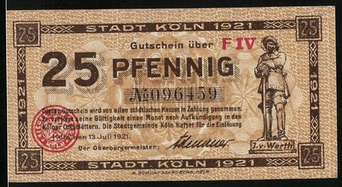 Notgeld köln 1921 25 - notgeld, 1921,