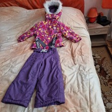 Schneeanzug, Skianzug, ORCHESTRA, Gr. 98/104, lila/bunt, Kapuze mit Fell,2teilig