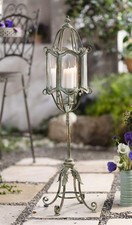 Metall Garten Laterne "Shabby Grey" 112 cm hoch, Standlaterne, Kerzenhalter