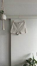 Zara Shorts in Bouclé Stoff Anzugshorts Kariert Beige Gold Gr. L
