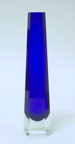 Glas vase facettiert blau - vase,
