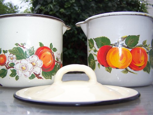 Emaille milchtopf äpfelchen - emaille,