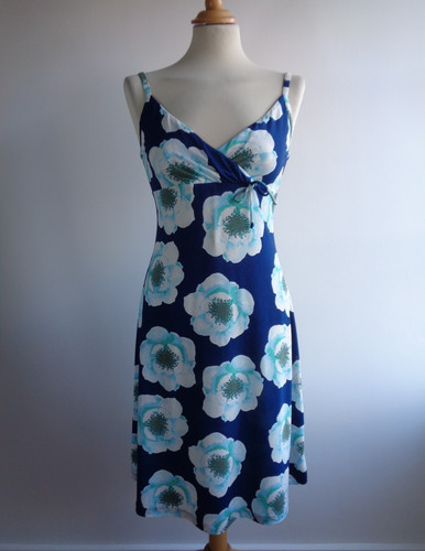 Blue floral cute beach dress - blue,