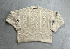 MARLBORO CLASSICS Wolle Pullover Gr L Zopf Fischer Strickpullover 29309 Beige