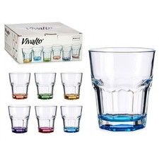 6x Gläser Set bunte Trinkkglas Wassergläser Trinkgläser Glas Becher 280,5ml Viv2