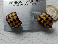 Ohrclips schwarz gelb karo - gelb,