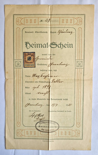 Heimatschein dokument urkunde - heimatschein,