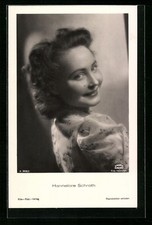 Schauspielerin Hannelore Schroth von der Seite, Ansichtskarte 