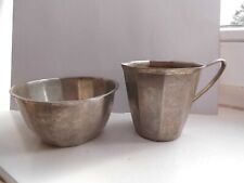 Alte kleine Kanne kleine Schüssel Metall silberfarben mit Patina