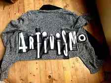 Unikat PopArt Cardigan Upcycling Strickjacke Wolle Mix schwarz weiß 44 46 48