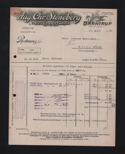 Barntrup rechnung 1930 aug - barntrup,,
