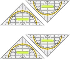4er Set Geodreieck mit Griff
