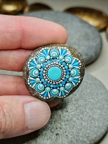 Mandala stein türkis - mandala, stein,
