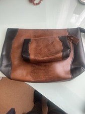 Kulturtasche und Kosmetiktasche Leder Schwarz/Cognac Set- neuwertig