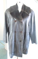 *** PEARLS by MAZE ***Brauner wattierter Echt Leder Mantel ~ Pelzkragen ~ Gr. 40