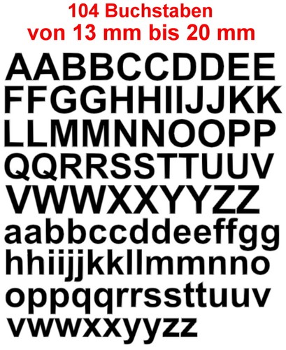 104 buchstaben schwarz - 104,